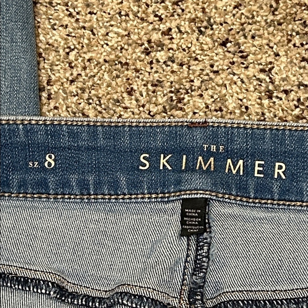 White House Black Market Leather Trim Zip Ankle Skimmer Jeans Light Wash size 8 - Picture 13 of 15